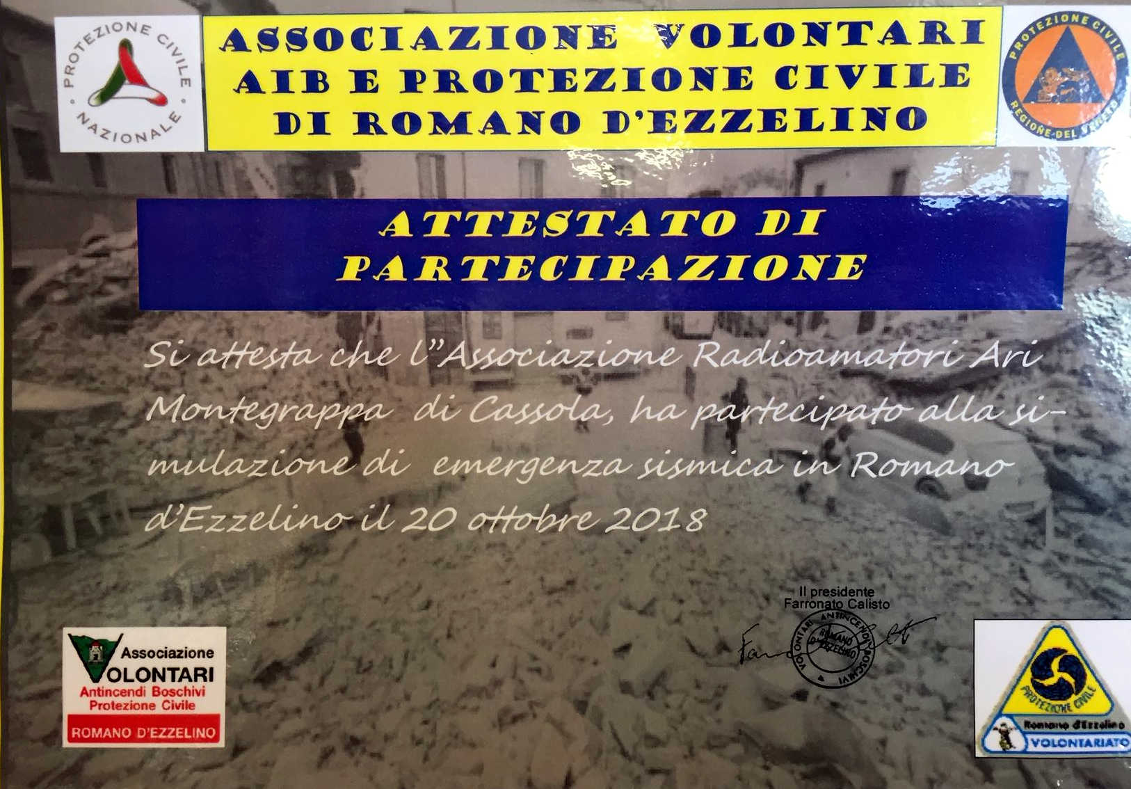 Esercitazione di P.C. Romano d'Ezzelino 2018